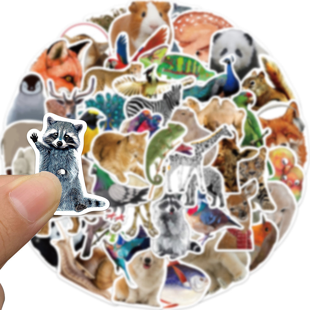 50pcs Animal Photos Rabbit Bear Stickers