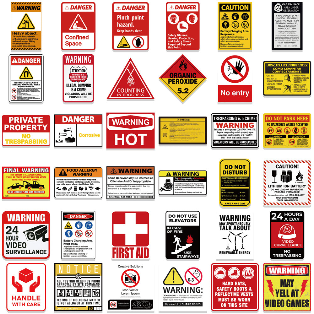 75pcs Warning Sign 2 Stop Danger Stickers