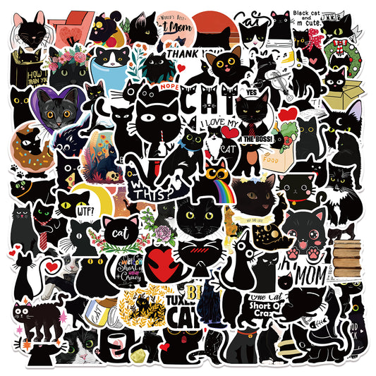 100pcs Black Cat Stickers