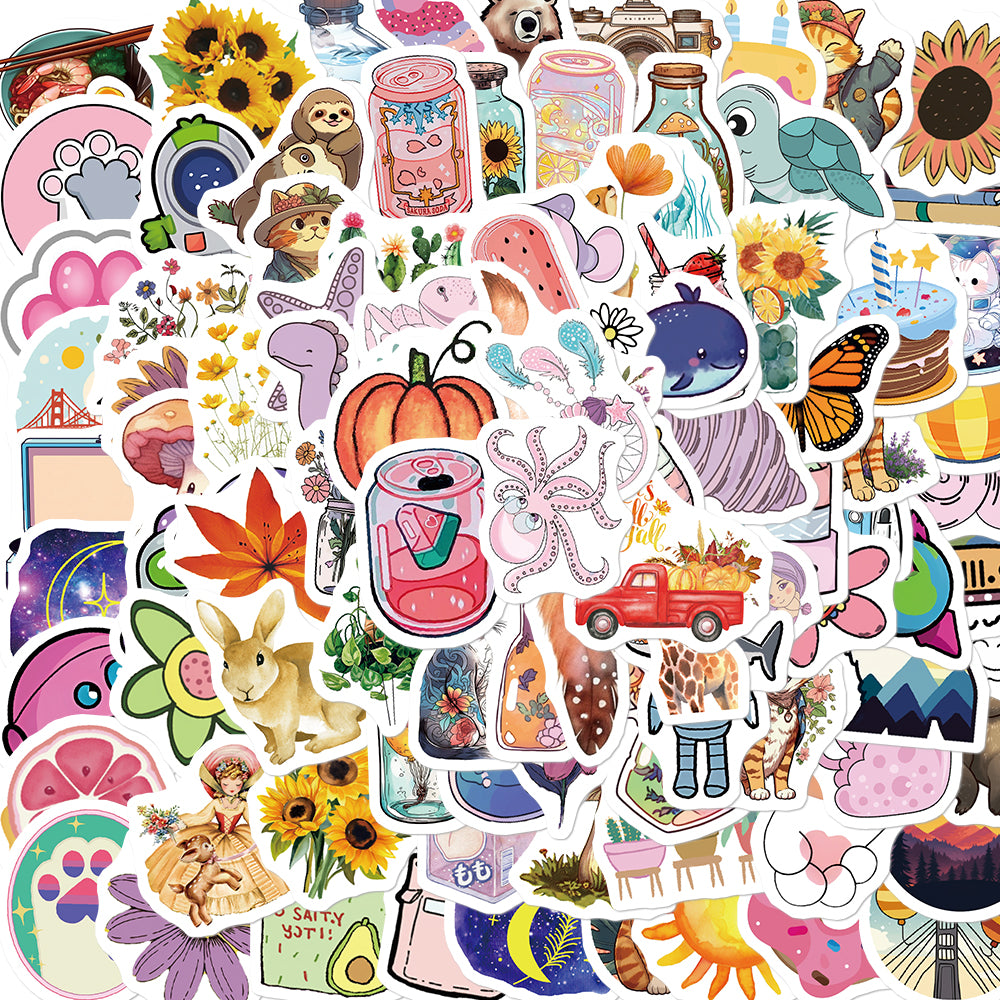 100pcs Cartoon Cute INS Style Animals 1 Stickers