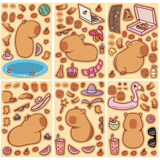 Capybara Pastiche Cartoon Animals Stickers