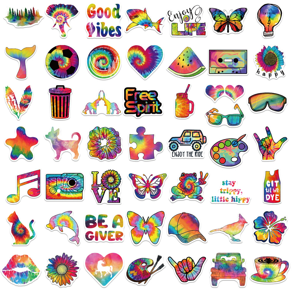 50pcs Rainbow Colors 1 Stickers Colorful Trippy Style