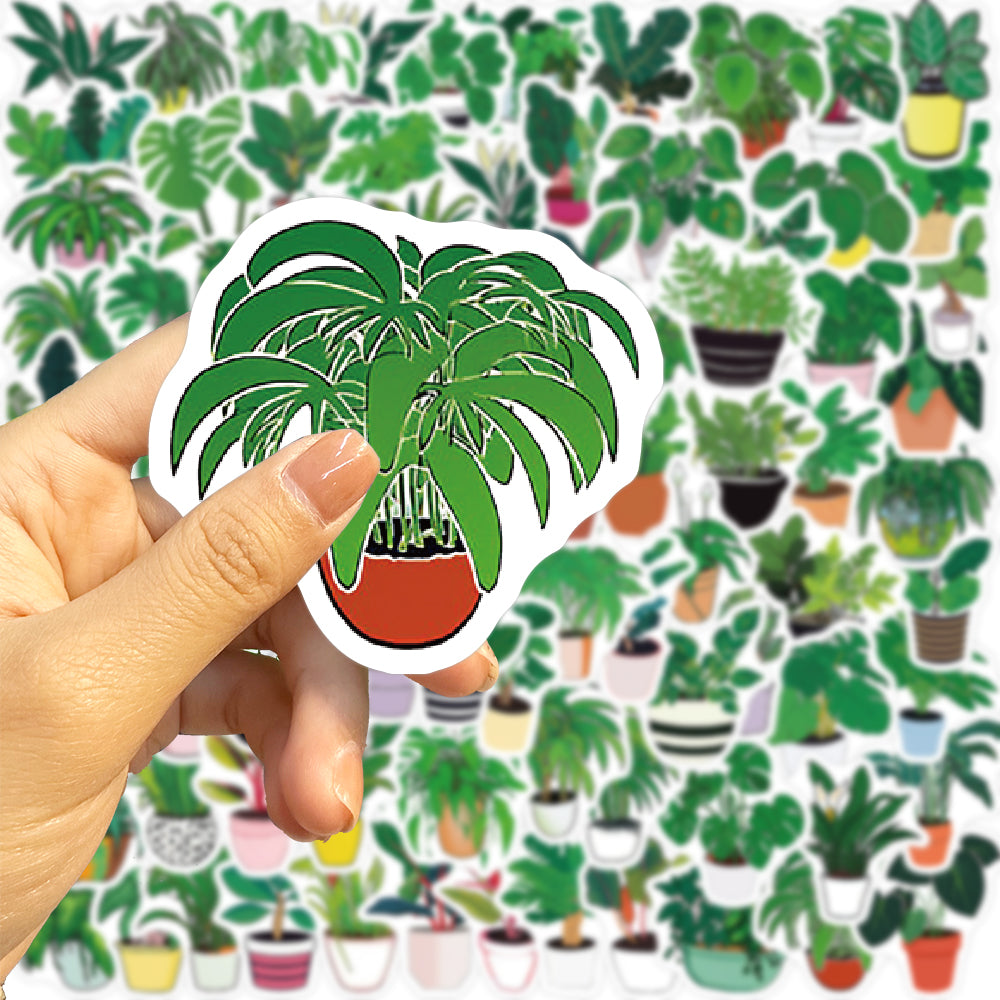 89pcs Green Plants Leaf Plants Pots Stickers