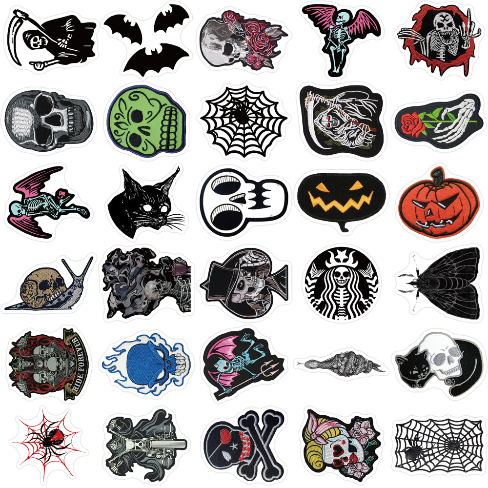 60pcs Dark Skeleton Spider Web Stickers Horrr Style