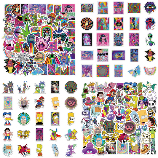 104pcs Trippy Style Horror Stickers