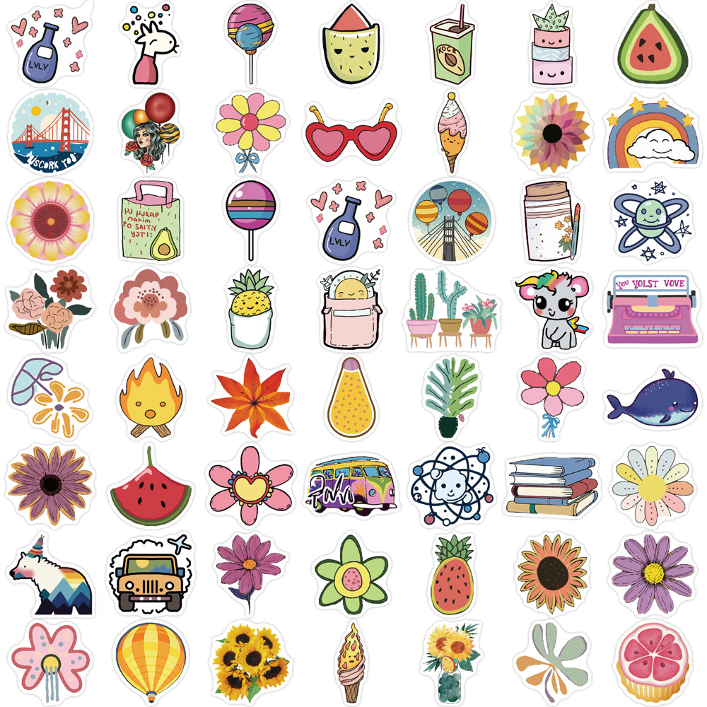 57pcs Cute Goods Lollipop Flowers Stickers