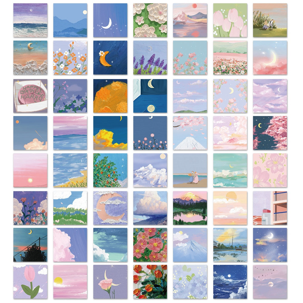 106pcs INS Painting Landscape Sky Cloud Stickers