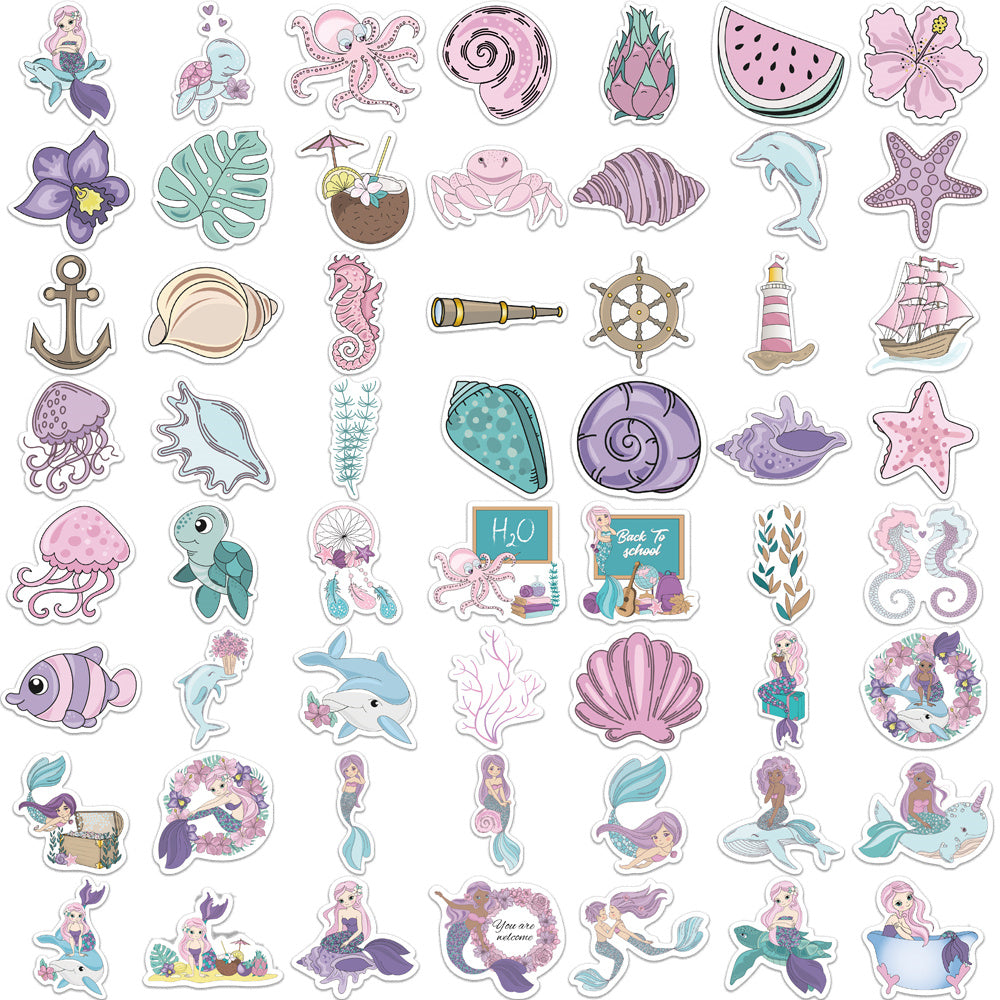 56pcs Pink Mermaid Maritime mythology Stickers