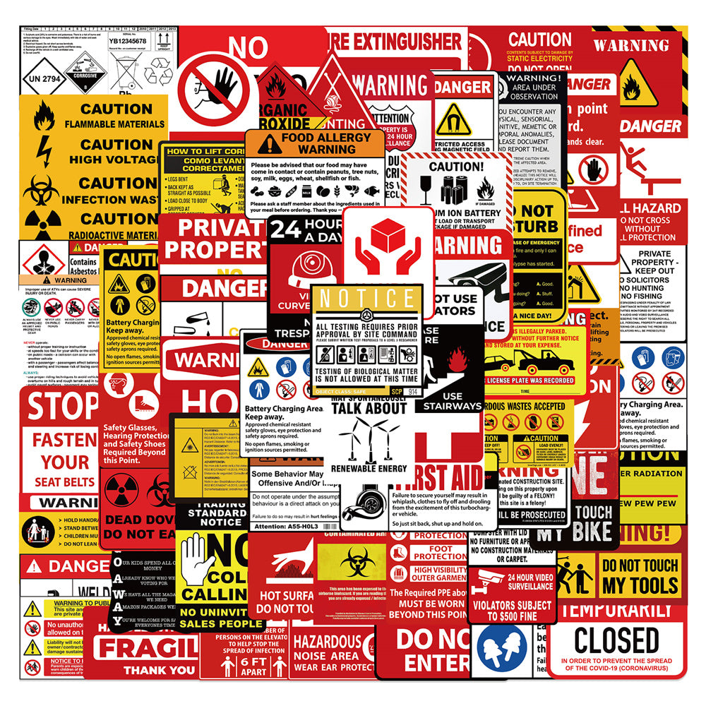 75pcs Warning Sign 2 Stop Danger Stickers