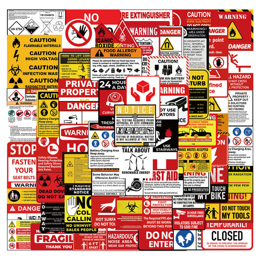 75pcs Warning Sign 2 Stop Danger Stickers