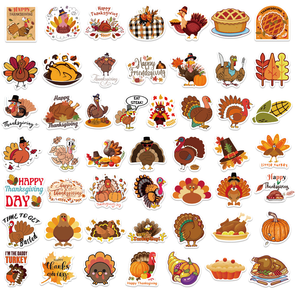 100pcs Thanksgiving Day Turkey Stickers