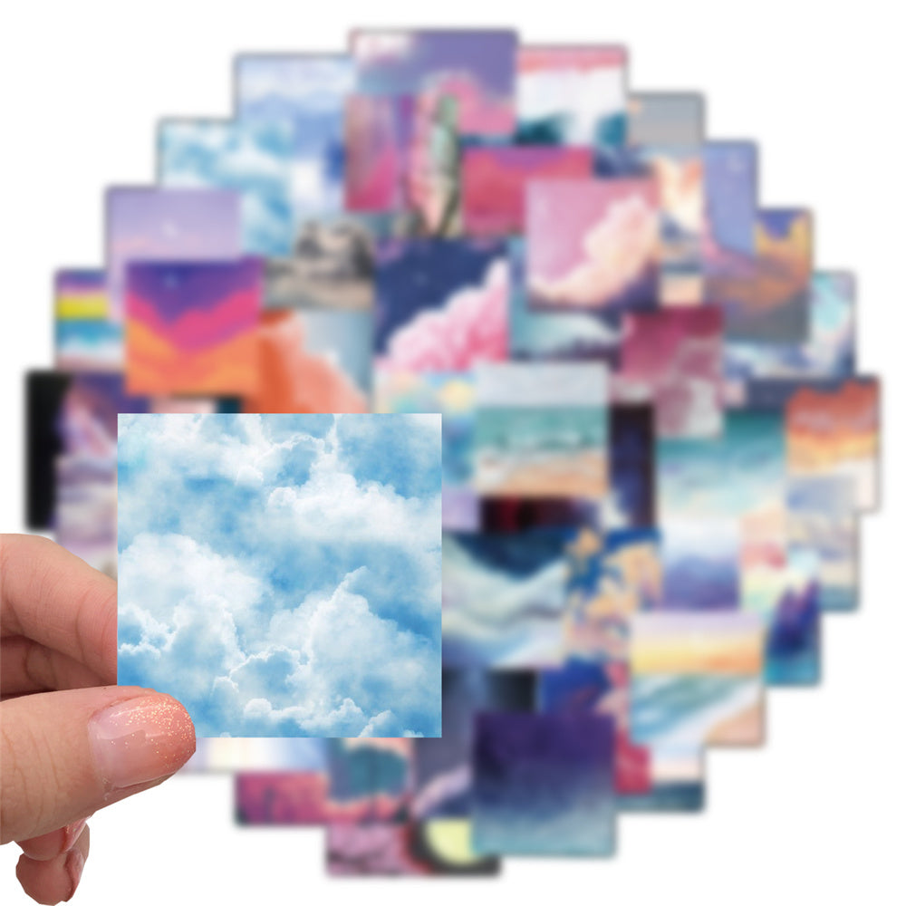 106pcs INS Painting Landscape Sky Cloud Stickers