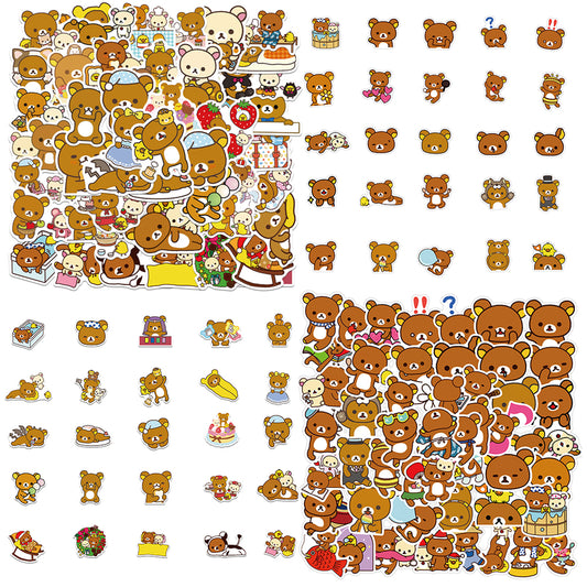 100pcs Line Brown Bear Stickers