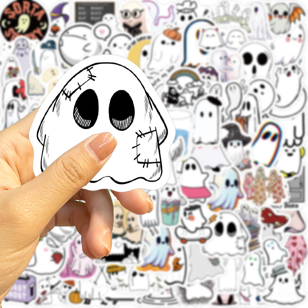 100pcs Cute Ghost Stickers Cartoon Kids