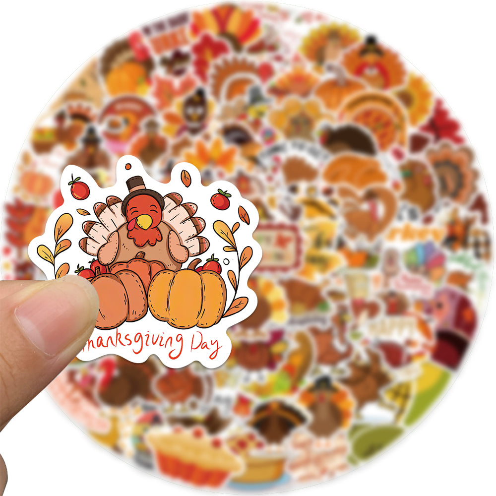 100pcs Thanksgiving Day Turkey Stickers