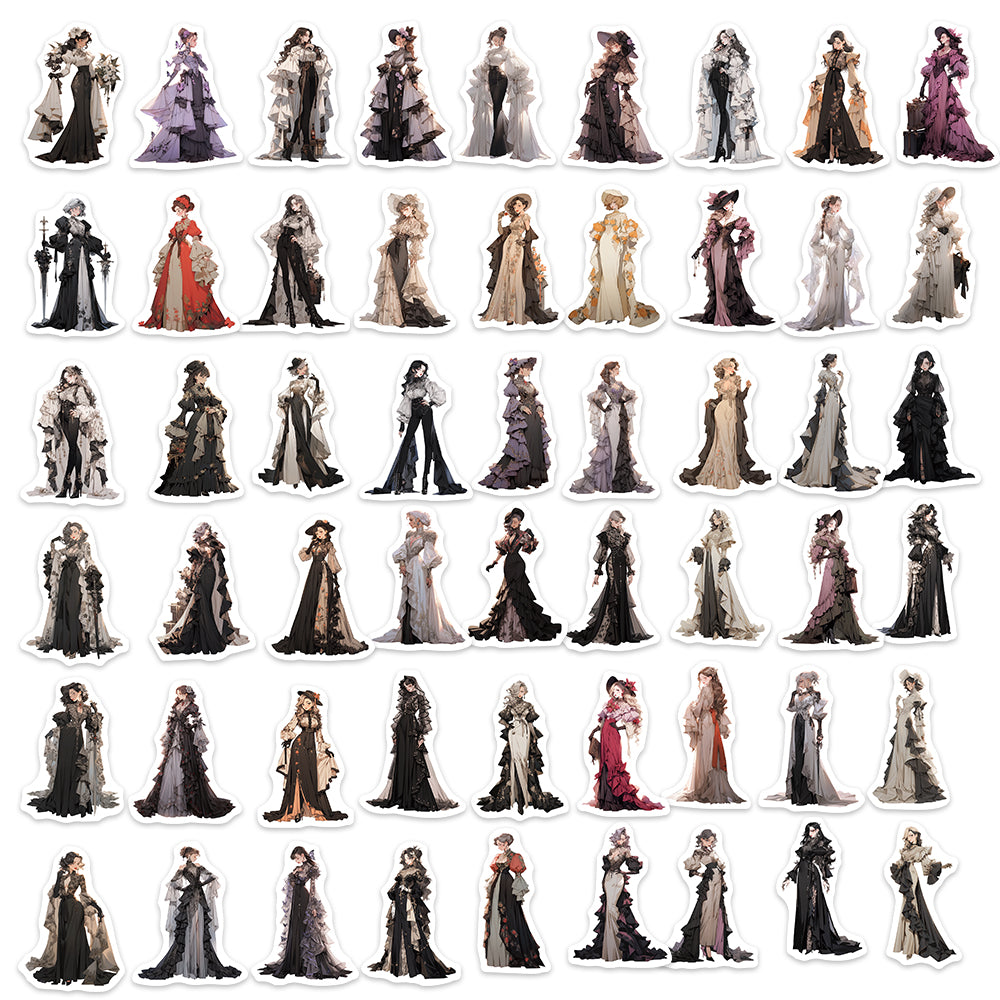 60pcs Gown Anime Aristocratic Girl Stickers