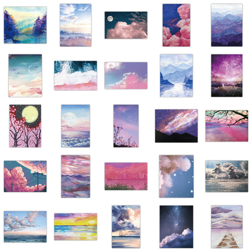 106pcs INS Painting Landscape Sky Cloud Stickers