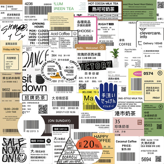 50pcs Tea Label Stickers Milk Tea Coffee
