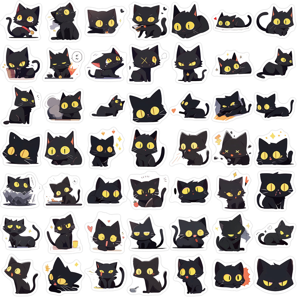 100pcs Black Cat Family Cute Animals Stickers