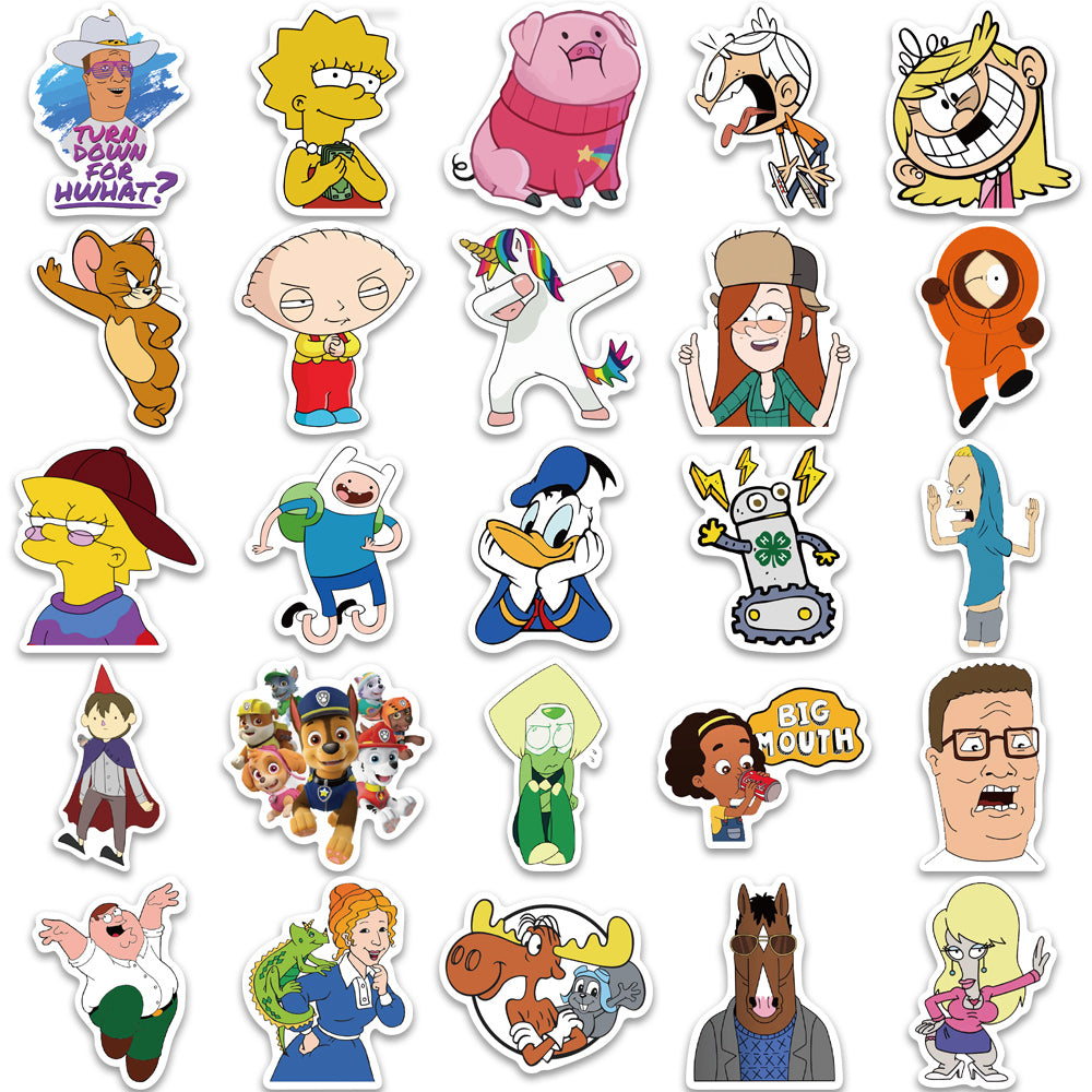 50pcs Cartoon Characters 1 Stickers – AU Sticker World