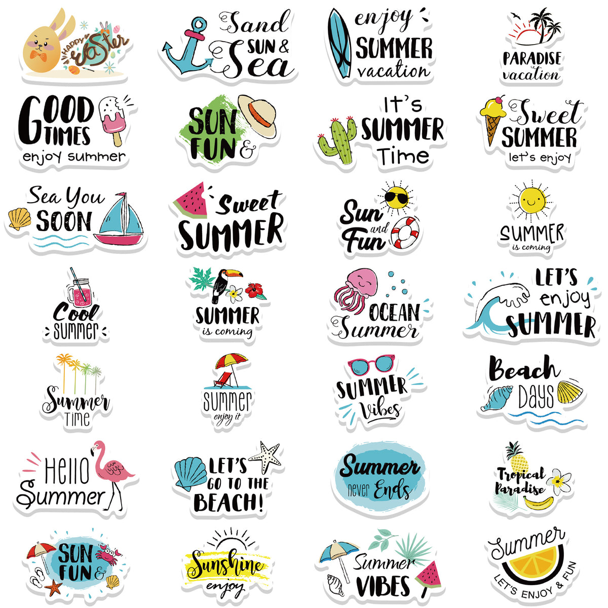 Summer Sticker One Color 56pcs Summer Holiday Stickers – AU Sticker World