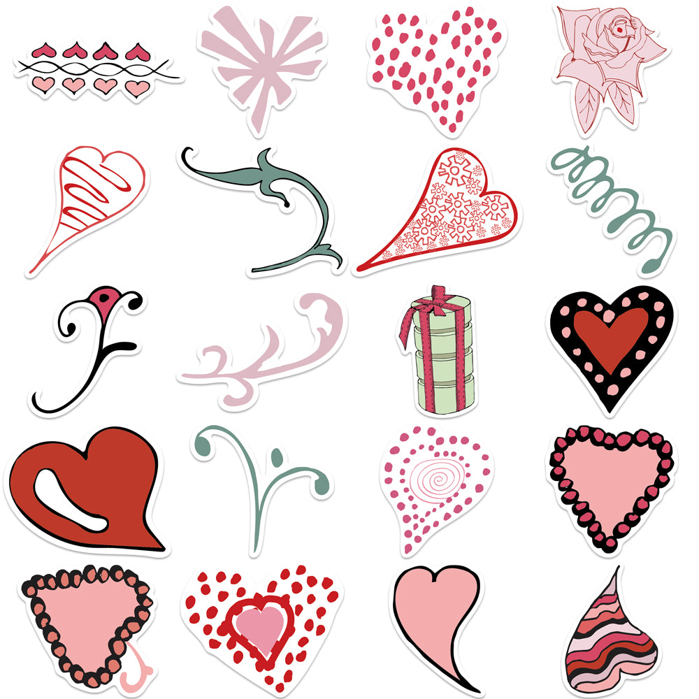 41pcs Love Heart Pack 1 Stickers Bow Tie Romance