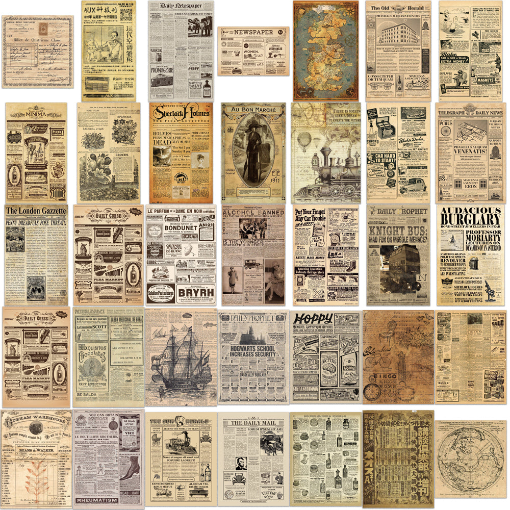 35pcs Retro Newspaper Stickers – AU Sticker World