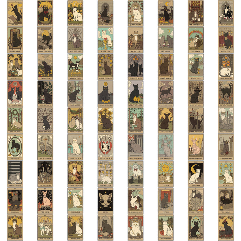 72pcs Cat Tarot Animals Divination Stickers