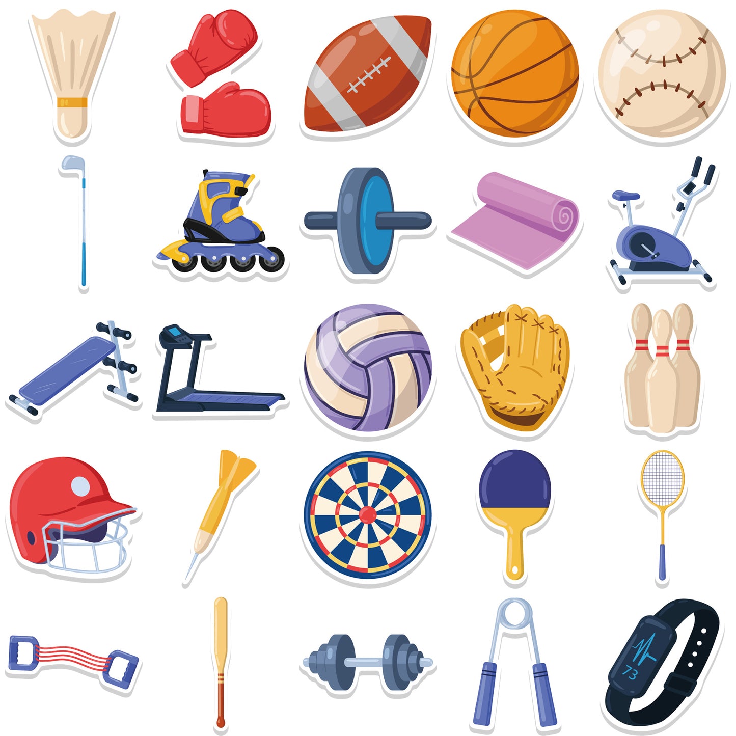 25pcs Sports Equipment Stickers Basketball Sports Bracelet