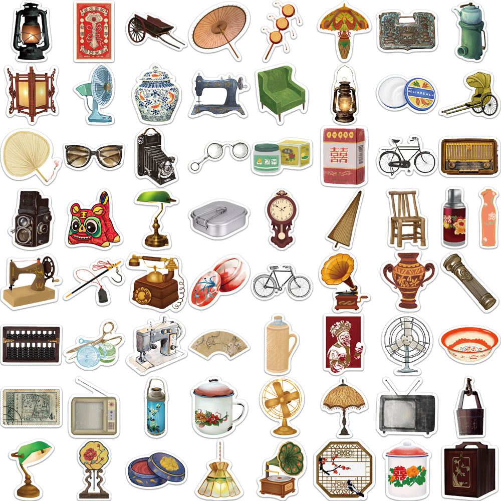 65pcs Retro Things Old-Fashioned Radio Stickers