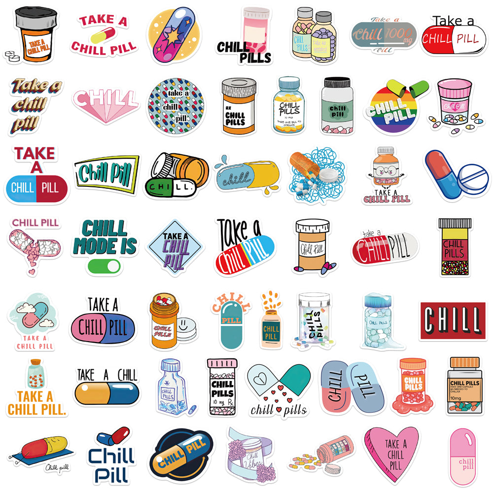 52pcs Chill Pill Stickers