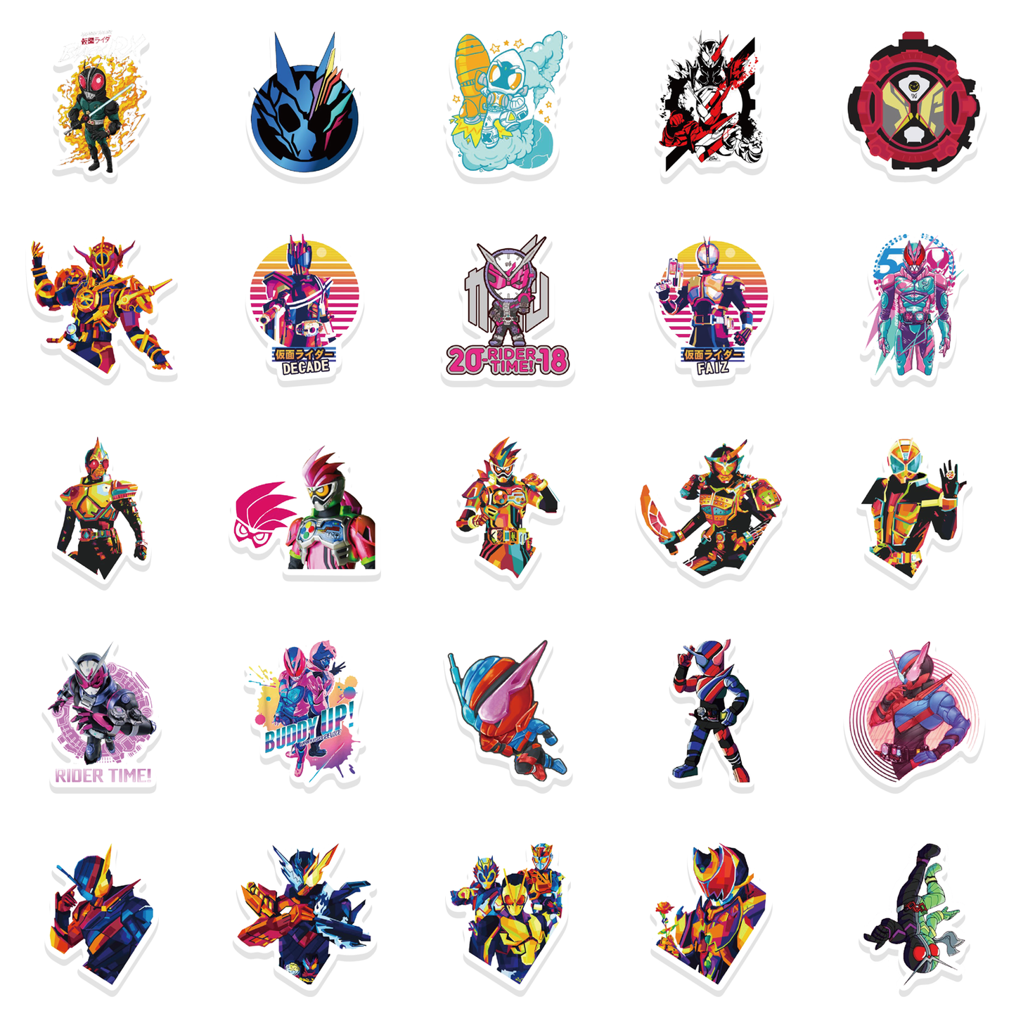 50pcs Kamen Rider Japanese Anime Tokusatsu Special Effects SFX Stickers