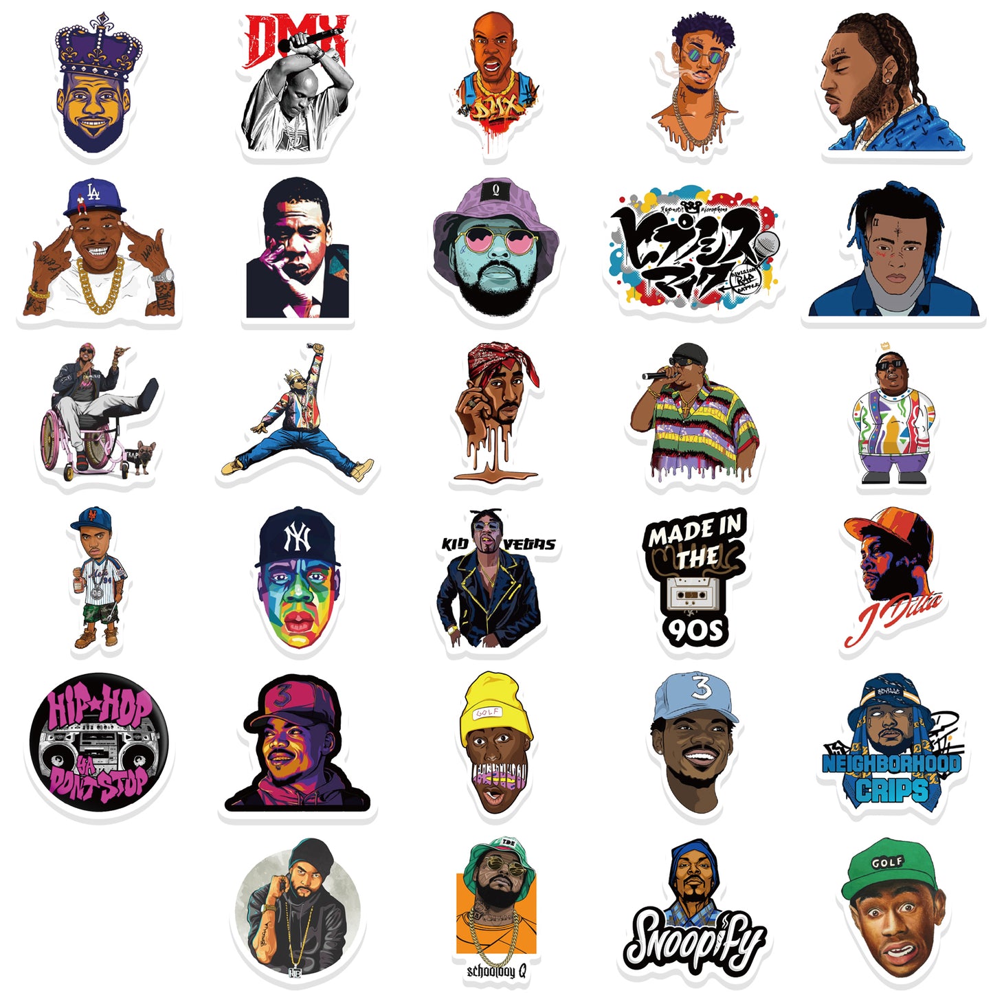 65pcs East West Coast Rappers Stickers – AU Sticker World