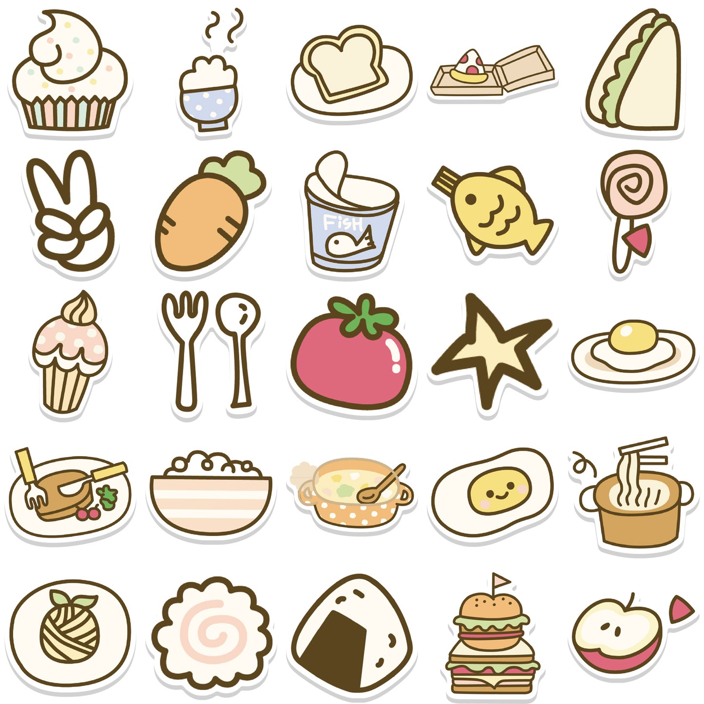 50pcs Cartoon Food Pack 1 Stickers Cute Decor Cake Lollipop