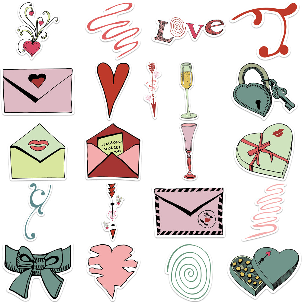 41pcs Love Heart Pack 1 Stickers Bow Tie Romance