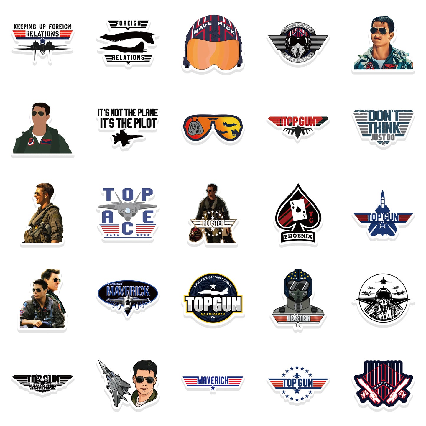 50pcs Top Gun Stickers