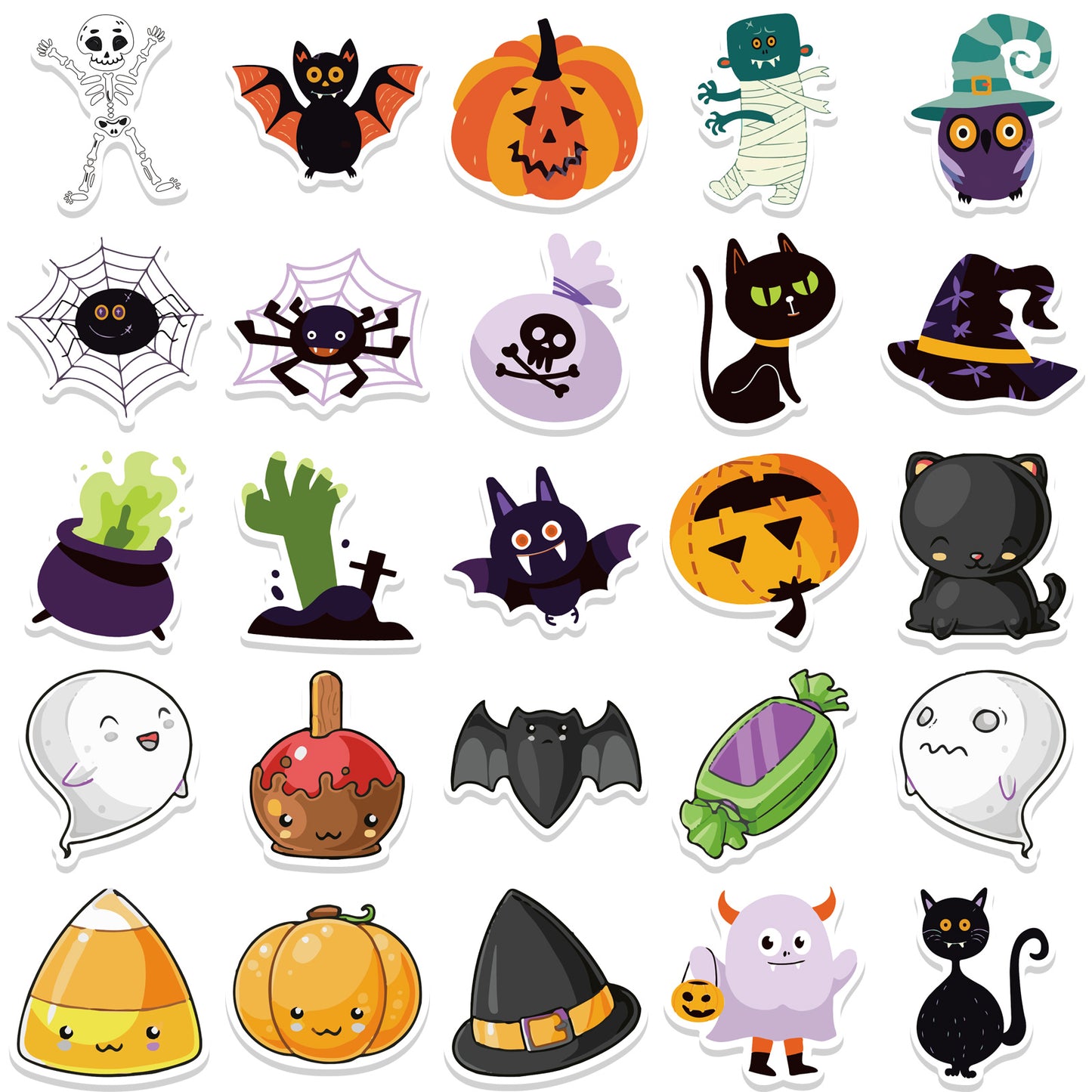 50pcs Halloween Festival Pack 4 Stickers Cute Cartoon Cucurbit