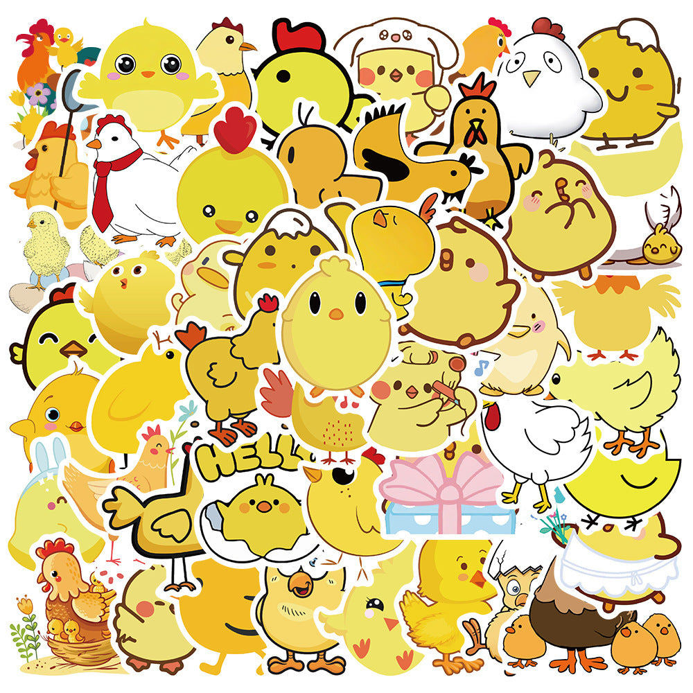 Chicken Sticker Visual 50pcs Little Yellow Chicken 2 Stickers – AU Sticker World