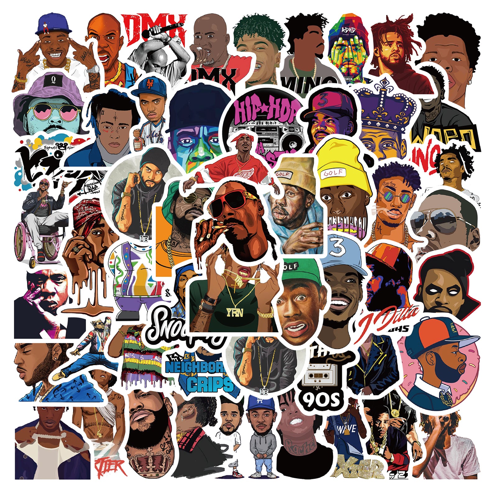 65pcs East West Coast Rappers Stickers – AU Sticker World