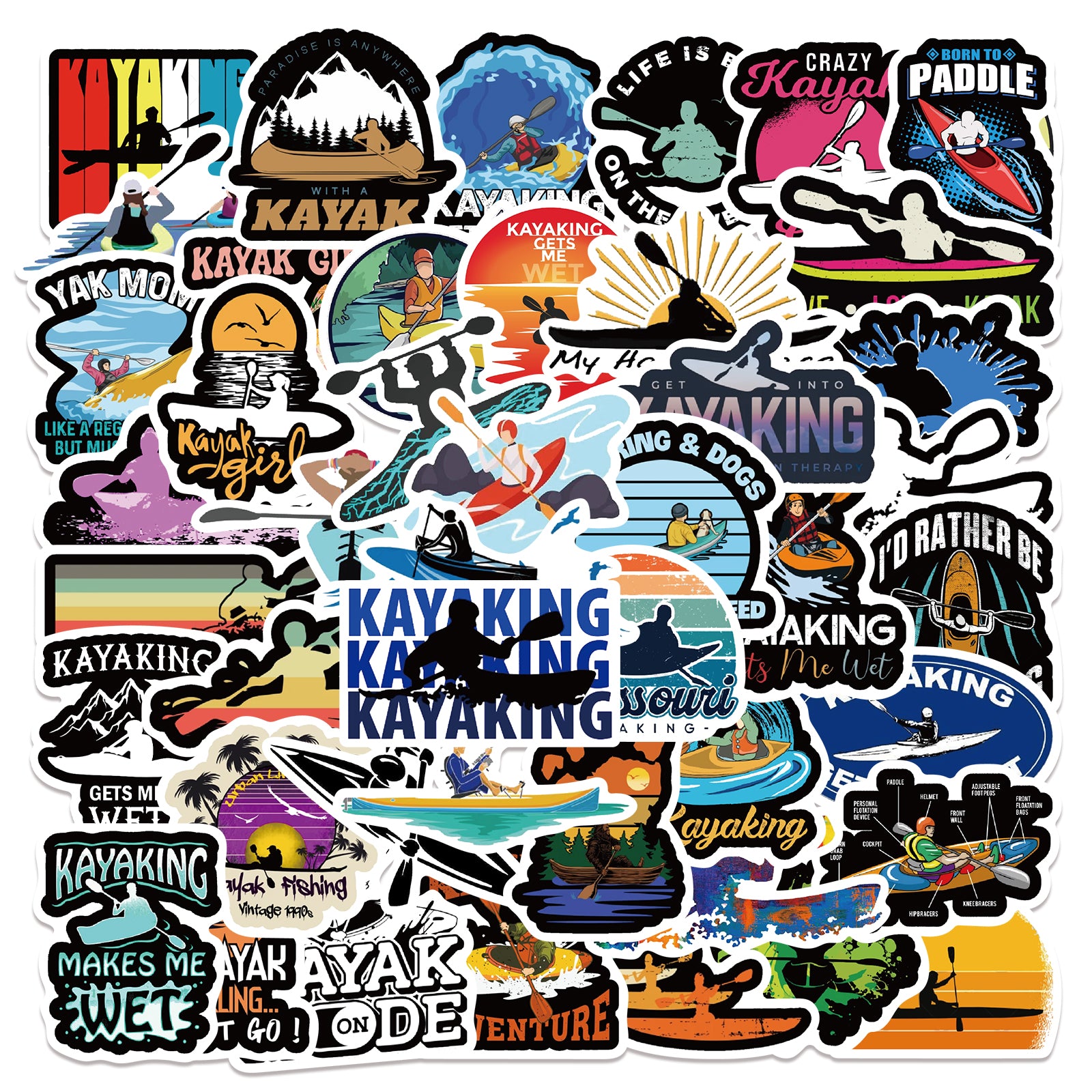 50pcs Kayak Stickers – AU Sticker World