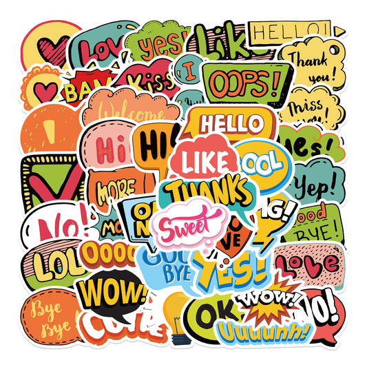 50pcs Boom Words Pack 2 Stickers Bam Kiss Love