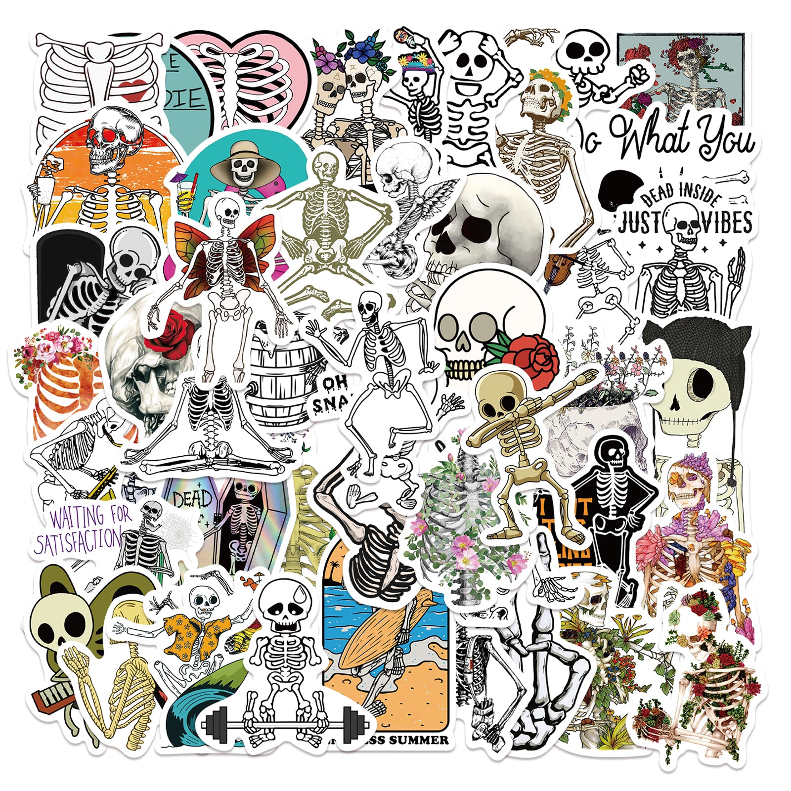 Skeleton Shells Sticker 50pcs Skeleton Stickers – AU Sticker World