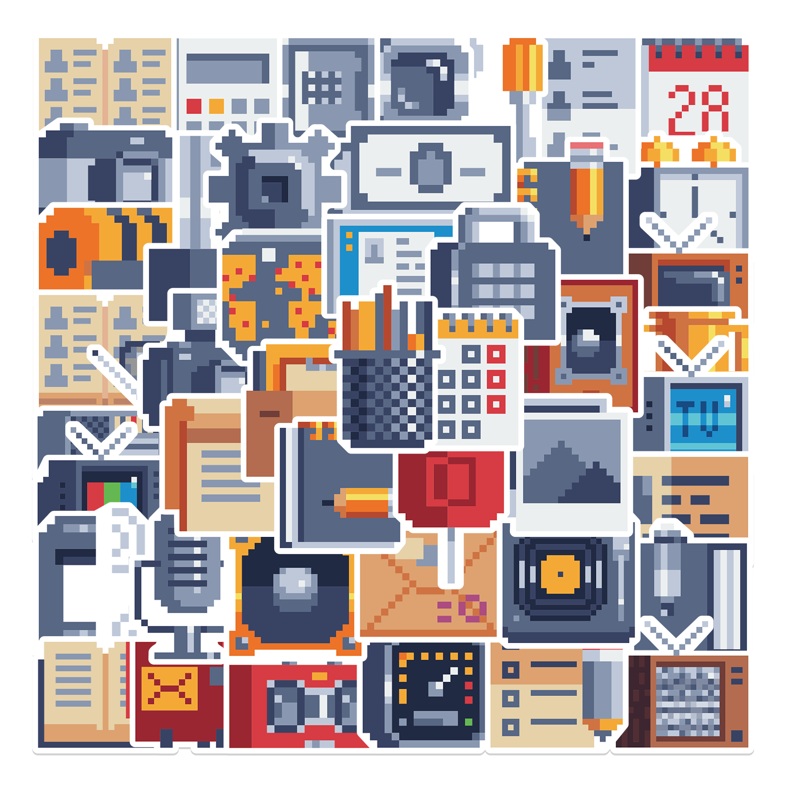 Pixel Glass Sticker 48pcs INS Pixels 3 Stickers – AU Sticker World