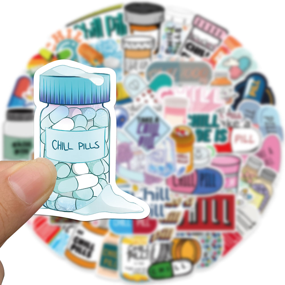 52pcs Chill Pill Stickers