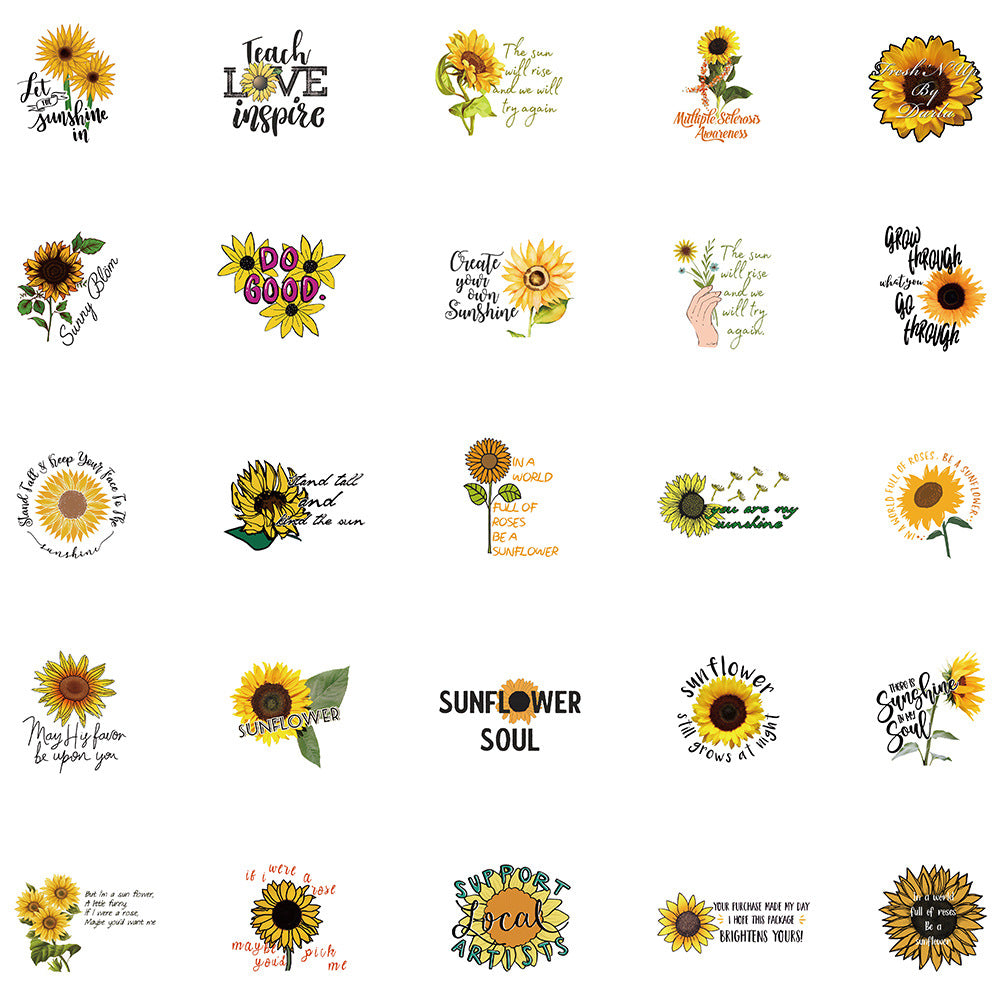 50pcs Sunflower 4 Stickers