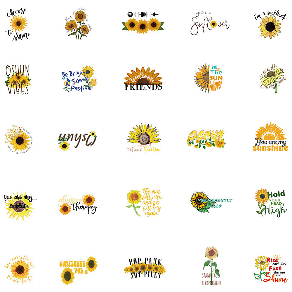 50pcs Sunflower 4 Stickers