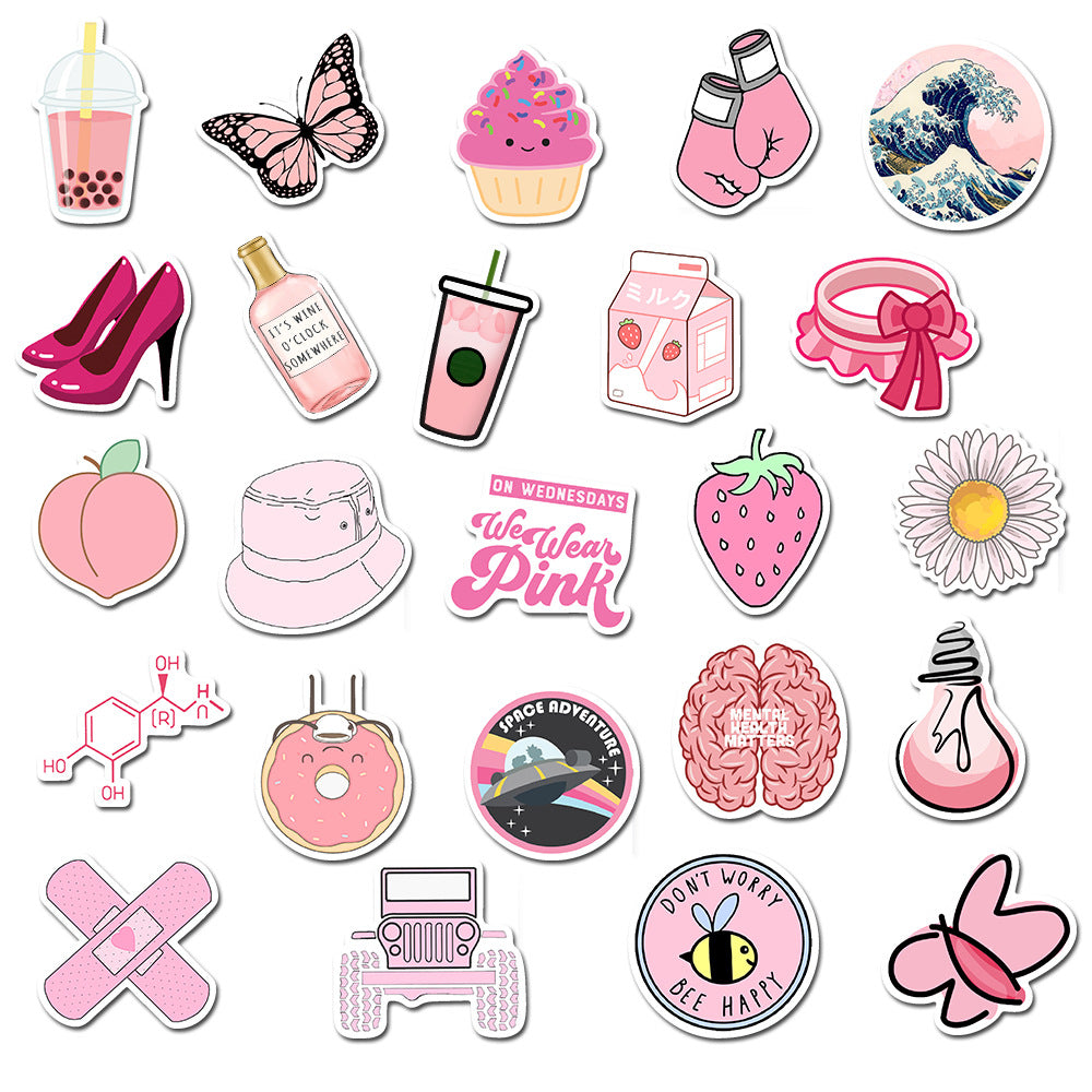 50pcs Pink INS 2 Stickers