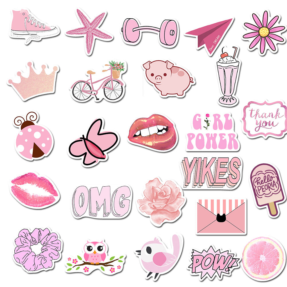 50pcs Pink INS 2 Stickers