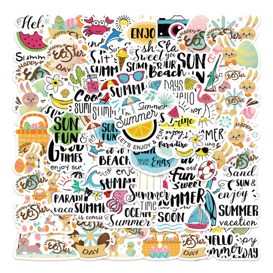 56pcs Summer Holiday Stickers Beach Days Sun and Fun