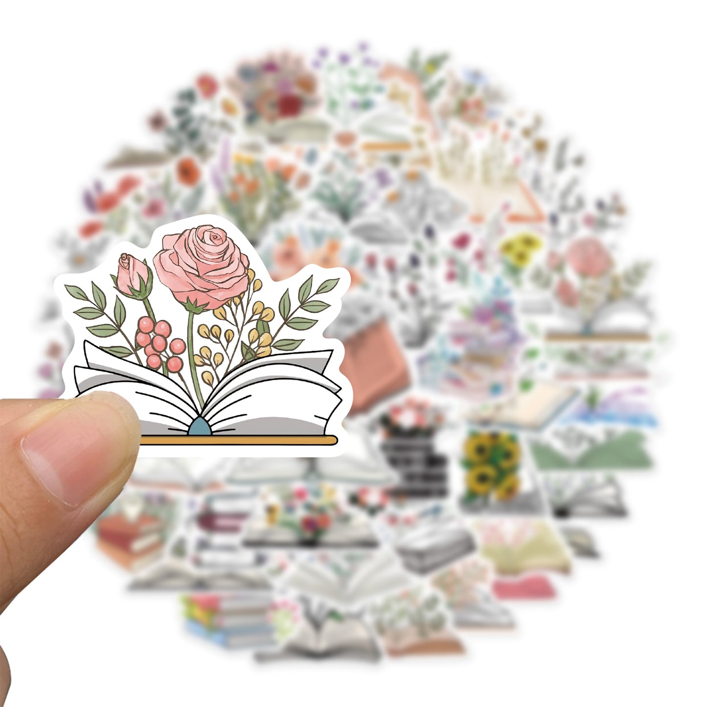 50pcs Flower in the book Stickers